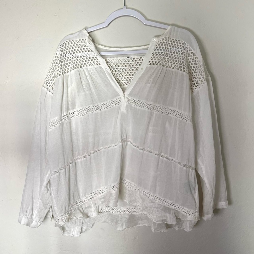 Isabel Marant Etoile White Cotton Boho Blouse XL